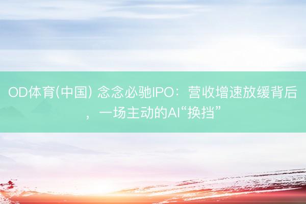OD体育(中国) 念念必驰IPO：营收增速放缓背后，一场主动的AI“换挡”