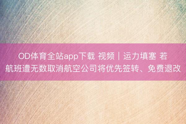 OD体育全站app下载 视频｜运力填塞 若航班遭无数取消航空公司将优先签转、免费退改
