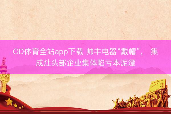 OD体育全站app下载 帅丰电器“戴帽”， 集成灶头部企业集体陷亏本泥潭